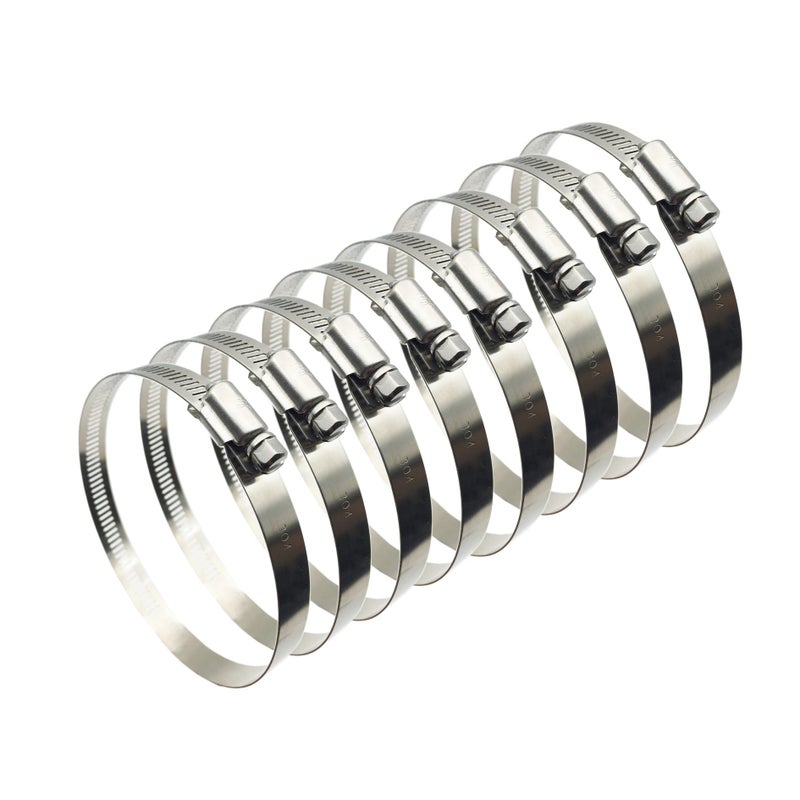 EesTeck 8 Pieces 4" Adjustable 304 Stainless Steel Duct Clamps Hose Clamp Pipe Clamp Air Ducting Clamp worm drive hose clamps (91mm-114mm) - Image 1